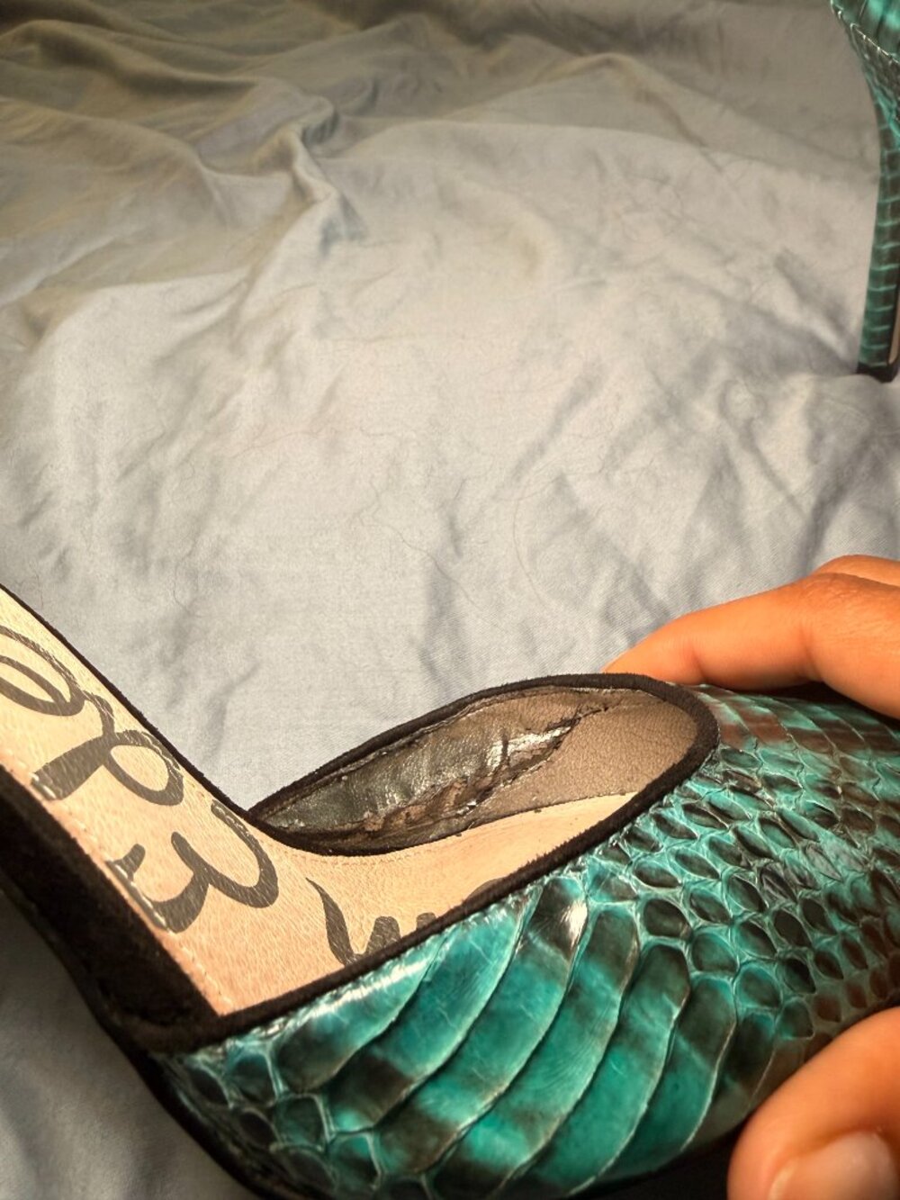 Sam Edelman Blue Snakeskin Print Stiletto Heels – Women’s Size 8 - Picture 4 of 8